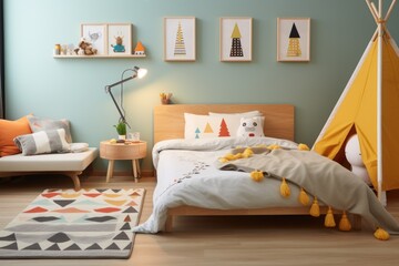 Wall Mural - gender-neutral bedding set in a childrens bedroom