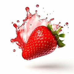 Sticker - Strawberry in splash, isolated on white background