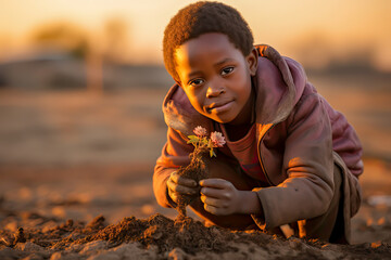 Wall Mural - Sponsor a child change their future. social responsibility concept