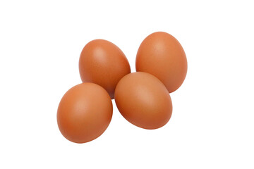 Four brown eggs on transparent background png