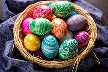 easter eggs dyed in various vibrant colors