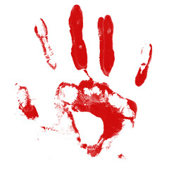 Fototapeta bloody hand print isolated on transparent background. royalty high-quality free stock png image of  horror scary blood dirty handprint and fingerprint overlay on transparent backgrounds