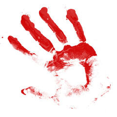 Fototapeta bloody hand print isolated on transparent background. royalty high-quality free stock png image of  horror scary blood dirty handprint and fingerprint overlay on transparent backgrounds