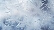 A wintery scene with a frosty window pane beautifully decorated with intricate ice crystals. Icy, delicate, frost patterns, cold beauty, frost-covered, crystalline. Generated by AI.