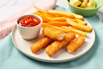 Sticker - portion of toddler-friendly fish fingers on a plate