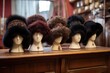 orthodox yiddish fur hats in a row