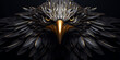 A Majestic american bald eagle closeup, Portrait of a majestic fantasy eagle on a black background 