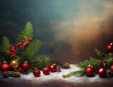 Fototapeta Most - christimas background illustration with festive decoration and blank copy space