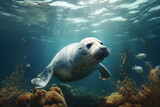 Fototapeta Łazienka - underwater animals, animal, water world, underwater fish, shark, turtles, underwater world