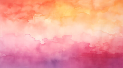 Wall Mural - watercolor clouds in orange yellow and pink