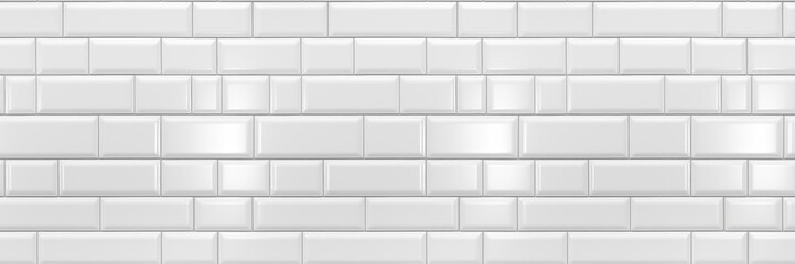Aufkleber - White light brick subway tiles wall texture wide background banner panorama seamless pattern..