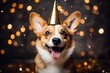 A Happy Dog in new year party festival. Generative AI
