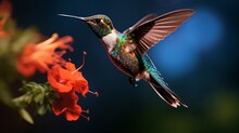 Hummingbird Grown-up Male Drifting And Nourishing