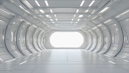 Wall Mural - Interior corridor of a futuristic spaceship. Perfect for sci-fi, space exploration, and futuristic concepts.