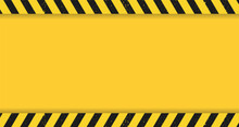 Black And Yellow Warning Line Striped Rectangular Background. Warning To Be Careful The Potential Danger Vector Template Sign. A Grunge Texture. Vector Illustration