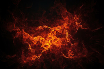 Religious concept of fiery hell. Flaming background of demonic evil. AI generated.