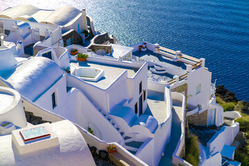 Sticker - view of the oia village and on the Greek island of Santorini