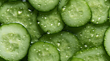 Seamless Pattern Of Fresh Cucumber Slices With Water Drops