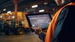 © sirisakboakaew - Tablets work as checklists in smart factories such as warehouses, distribution networks, logistics, transportation, export, import logistics. and transportation industry