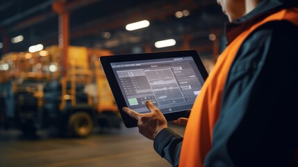 Tablets work as checklists in smart factories such as warehouses, distribution networks, logistics, transportation, export, import logistics. and transportation industry