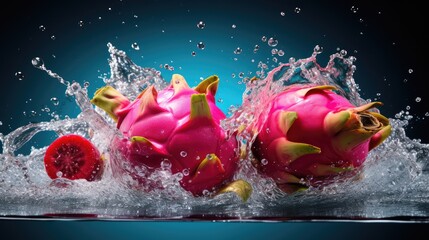 Poster - dragon fruit floating in water