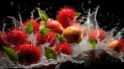 Sticker - strawberry in water splash