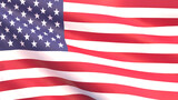 Fototapeta Przestrzenne - 3D render - USA flag fluttering in the wind