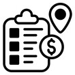 task list, money in button with location dualtone icon
