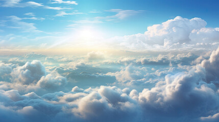 Wall Mural - beautiful wallpaper artwork of the sun over the clouds, anime manga design