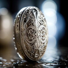 Sticker - A silver object with intricate designs on it, AI