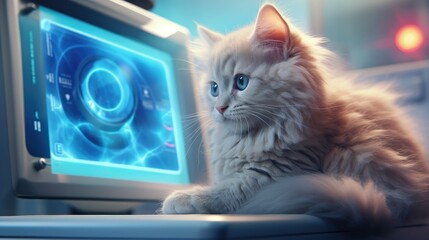 Poster - Cute cat having ultrasound scan in vet clinic