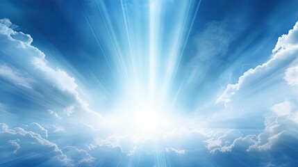Fototapete - Sunbeam through the haze on blue sky