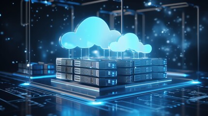 server computer on digital electronic with node base programming data.concept of big data storage and cloud computing technology.3d illustration