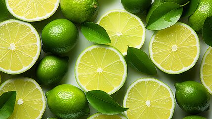 Wall Mural - Fresh lime slice background on white background