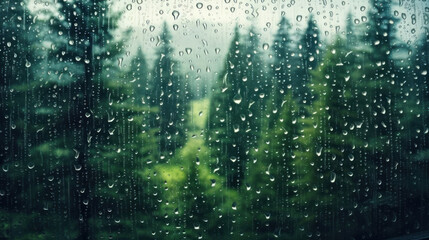 Wall Mural - Rain on glass background high resolution , background forest