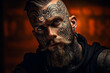 Picture portrait of tattooed man handsome guy created with generative AI technology