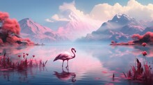 Flamingos At Sunset