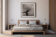 © Hans - Mock up image with one square frame for your photo. Big and clean bedroom with king bed.