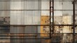 An industrial building with rusted metal panels, AI
