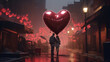 Couple amoureux dans une ambiance romantique à la nuit tombée