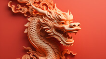 Chinese New Year Concept Banner Dragon Dance On The Solid Background