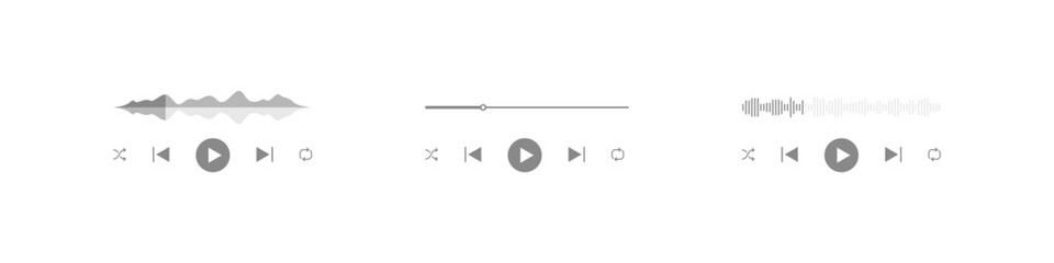 Media player vector interface set. Video and music streaming service buttons design element.