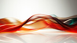 Fototapeta Kuchnia - Gold orange and green abstract background with transparent shiny wave, 3D illustration.	