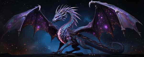 Beautiful cute magic dragon with big kind eyes. A wonderful and sweet character.