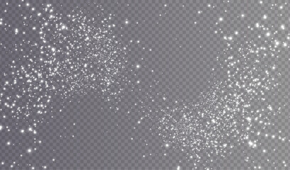 Wall Mural - White png dust light. Christmas background of shining dust Christmas glowing light bokeh confetti and spark overlay texture for your design.	
