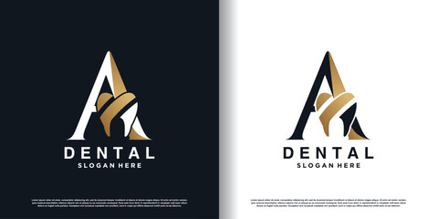 Wall Mural - dental logo design vector with letter a concept premium vector