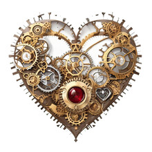 A Heart In The Style Of Steam Punk On A White Background .png