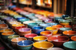 © AkosHorvathWorks - Beautiful colorful traditional ceramic crafted decoration items in the handicraft market.