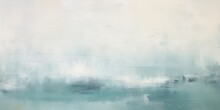 Abstract Art Background Oil Painting Green And White, Turquoise Blue, Oil Painting On Canvas, Generative Ai
