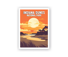 Indiana Dunes National Parks Illustration Art.